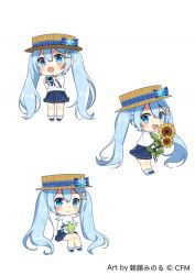 Rule 34 | 1girl, :3, asagao minoru, blue bow, blue eyes, blue hair, blue neckwear, blue skirt, boater hat, bow, bracelet, buttons, camera, chibi, crypton future media, flower, fortissimo, full body, hair ornament, hairclip, hand up, hat, hat bow, hatsune miku, holding, holding camera, holding flower, holding map, jewelry, leaning forward, light blue hair, long hair, looking at viewer, map, miniskirt, multiple views, musical note, musical note hair ornament, neck ribbon, open mouth, rabbit yukine, ribbon, shirt, short sleeves, sitting, sitting on lap, sitting on person, skirt, smile, snowflake ornament, standing, sunflower, twintails, very long hair, vocaloid, white background, white shirt, yuki miku