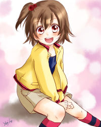 Rule 34 | 1girl, brown hair, child, female focus, love live!, red eyes, smile, solo, tagme, yazawa cocoa