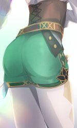 Rule 34 | 1boy, absurdres, artist request, ass, ass focus, from behind, genshin impact, head out of frame, highres, leggings, leggings under shorts, lower body, short shorts, shorts, solo, trap, venti (genshin impact)