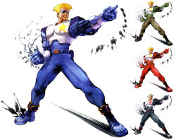 Rule 34 | 1boy, alternate costume, blue footwear, boots, capcom, captain commando, captain commando (character), cosplay, derivative work, guile, kaiwai, male focus, multiple views, street fighter, street fighter iv (series), sunglasses, third-party edit