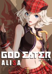 Rule 34 | 10s, 1girl, absurdres, aka (hwdllht), alisa ilinichina amiella, blue eyes, boots, breasts, elbow gloves, fingerless gloves, gloves, god eater, god eater burst, hat, highres, long hair, looking at viewer, navel, open clothes, open mouth, silver hair, skirt, solo, suspender skirt, suspenders, underboob