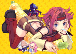 Rule 34 | 00s, 2boys, 2girls, absurdres, ass, back, banana, bare shoulders, belt, blue eyes, blush, blush stickers, boots, breast press, breasts squeezed together, breasts, butt crack, cape, character doll, charles zi britannia, chibi, head rest, code geass, code geass heroine tribute, detached sleeves, doll, double bun, downpants, drinking straw, euphemia li britannia, facial hair, flipped hair, food, frown, fruit, goatee, headband, helmet, highres, kouzuki kallen, large breasts, long hair, looking at viewer, lying, mask, mouth hold, multiple boys, multiple girls, on stomach, open mouth, pillow, pink hair, pop, red hair, red legwear, scan, short hair, sleeveless, sleeveless turtleneck, spiked hair, straddling, thighhighs, turtleneck, uniform, very long hair, white hair, wide sleeves, zero (code geass)