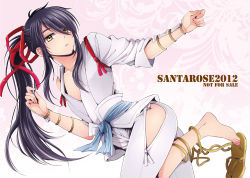 Rule 34 | 10s, 1boy, 2012, androgynous, artist name, bad id, bad pixiv id, barefoot, black hair, drifters, feet, hair over one eye, hair ribbon, long hair, looking at viewer, male focus, nasu no yoichi, ribbon, sandals, shoe dangle, simple background, solo, trap, white background, yellow eyes, youko (santarose)