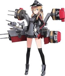 Rule 34 | 10s, 1girl, anchor, anchor hair ornament, aqua eyes, black skirt, black thighhighs, blonde hair, cross, full body, gloves, hair ornament, hand on own hip, hat, iron cross, kantai collection, long sleeves, looking at viewer, machinery, mecha musume, microskirt, military, military hat, military uniform, official art, peaked cap, pleated skirt, prinz eugen (kancolle), shimada fumikane, skirt, smile, solo, thighhighs, transparent background, twintails, uniform, white background, white gloves
