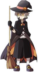 Rule 34 | 00s, 1boy, blonde hair, broom, cape, el cazador de la bruja, full body, gloves, halloween, hat, l.a., male focus, short hair, simple background, solo, toyama96, white background, witch hat, yellow eyes