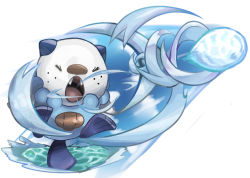 Rule 34 | 10s, attack, closed eyes, creatures (company), fangs, game freak, gen 5 pokemon, ice, ice ball, iyoda mato, nintendo, no humans, open mouth, oshawott, pokemon, pokemon (creature), pokemon bw, snowball, tail chair, tail stand, water
