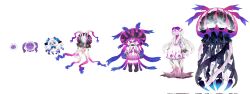 Rule 34 | digimon, digimon (creature), evolutionary line, highres, jellyfish, jellyfish girl, monster girl, original, simple background, tentacle hair, tentacles, white background