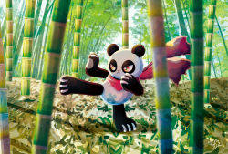 Rule 34 | bamboo, bamboo forest, digimon, forest, nature, pandamon, puppet, scarf, solo, training
