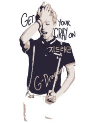 Rule 34 | 1boy, bigbang, bracelet, character name, closed eyes, earrings, g-dragon, hand on own face, jewelry, k-pop, male focus, monochrome, open mouth, pants, polo shirt, ring, short hair, short sleeves, simple background, sketch, solo, suspenders, white background, white pants