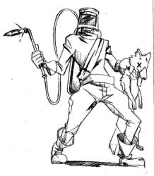 Rule 34 | 1boy, animal, belt, boots, canister, corpse, dc comics, dog, dogwelder, gloves, graphite (medium), greyscale, holding, holding animal, male focus, mask, monochrome, scan, scan artifacts, sketch, solo, suzuki (19oe8k4m2s), tongue, traditional media, uniform, welding, welding mask, x x