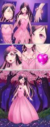 Rule 34 | 1girl, absurdres, breasts, cherry blossoms, dress, fusion, genderswap, genderswap (mtf), highres, ibenz009, monster girl, pink dress, slime girl, small breasts, transformation