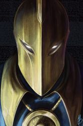 Rule 34 | 1boy, absurdres, blank eyes, dc comics, doctor fate, helm, helmet, highres, jewelry, looking at viewer, male focus, max58art, necklace, no pupils, portrait, signature, solo