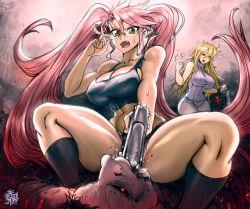 Rule 34 | 2girls, gun, highres, highschool of the dead, marikawa shizuka, multiple girls, takagi saya, weapon, zombie
