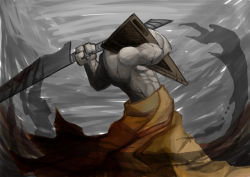 Rule 34 | 1boy, blood, great knife, knife, male focus, pyramid head, silent hill, silent hill (series), silent hill 2, solo, sword, weapon