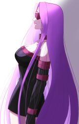 Rule 34 | 1girl, absurdres, blindfold, facial mark, fate/stay night, fate (series), forehead mark, highres, illustration 07, long hair, medusa (fate), medusa (rider) (fate), purple hair, simple background, solo, very long hair