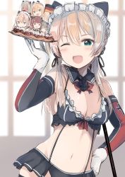 Rule 34 | 6+girls, :d, ;d, absurdres, alternate costume, anchor, animal ears, aqua eyes, armpits, bare shoulders, bismarck (kancolle), black legwear, blonde hair, blue eyes, breasts, brown hair, cat ears, chibi, cleavage, closed mouth, commentary request, cowboy shot, detached collar, detached sleeves, dyson (edaokunnsaikouya), fake animal ears, flag, frills, german flag, gloves, graf zeppelin (kancolle), hair ornament, hand on own hip, hand up, highres, holding, holding flag, holding tray, kantai collection, long hair, looking at viewer, low twintails, maid, maid headdress, medium breasts, midriff, multiple girls, navel, o o, one eye closed, open mouth, prinz eugen (kancolle), red eyes, red hair, red neckwear, revealing clothes, revision, ro-500 (kancolle), showgirl skirt, silver hair, smile, standing, stomach, suspenders, tan, thighhighs, tray, twintails, v-shaped eyebrows, white gloves, wing collar, z1 leberecht maass (kancolle), z3 max schultz (kancolle)