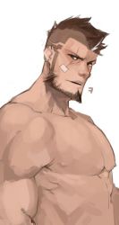 Rule 34 | 1boy, abs, bandaid, bandaid on cheek, bandaid on face, bara, bare pectorals, beard, black hair, bulge, completely nude, cyphers, damian doyle (cyphers), dark-skinned male, dark skin, facial hair, gomtang, highres, large pectorals, male focus, male pubic hair, mature male, mohawk, muscular, muscular male, navel, navel hair, nipples, nude, pectoral cleavage, pectorals, penis, pubic hair, short hair, sideburns, sidepec, solo, stomach, stubble, thick thighs, thighs, third-party source
