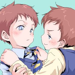 Rule 34 | 2boys, blue eyes, brothers, brown hair, charles, child, incest, inuzumi, lowres, male focus, multiple boys, necktie, oh! mikey, siblings, the fuccons, tony, tony (the fuccons), twincest, twins, yaoi