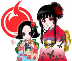 Rule 34 | 00s, black hair, enma ai, japanese clothes, jigoku shoujo, kikuri, kimono, purple eyes, red eyes