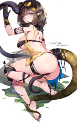 Rule 34 | 1girl, :p, absurdres, animal, arknights, arm strap, armor, artist name, ass, barefoot, bikini, black bikini, black gloves, black hair, blue eyes, blunt bangs, blush, breasts, character name, covered erect nipples, crocodilian tail, eunectes (arknights), eyewear on head, full body, gloves, has bad revision, has downscaled revision, highres, large breasts, looking at viewer, md5 mismatch, melailai, nail polish, pointy ears, resolution mismatch, scales, short hair, shoulder armor, sideboob, simple background, skindentation, snake, solo, source smaller, sunglasses, swimsuit, tail, thigh strap, tinted eyewear, toenail polish, toenails, tongue, tongue out, torn bikini, torn clothes, white background, yellow-tinted eyewear, yellow nails