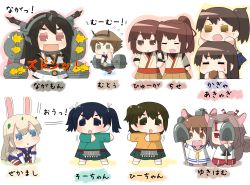 Rule 34 | 6+girls, akagi (kancolle), animal ears, rabbit ears, rabbit tail, chibi, dragon ball, dragon ball z, dragonball z, headgear, hiryuu (kancolle), hyuuga (kancolle), ise (kancolle), japanese clothes, kaga (kancolle), kantai collection, kemonomimi mode, multiple girls, mutsu (kancolle), nagato (kancolle), parody, ponytail, puchimasu!, school uniform, serafuku, shimakaze (kancolle), shovel, side ponytail, smile, souryuu (kancolle), squirrel ears, squirrel tail, tail, translation request, turret, twintails, worktool, yukikaze (kancolle), yuureidoushi (yuurei6214), zuihou (kancolle)
