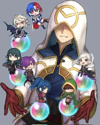 Rule 34 | 2others, 3boys, 3girls, alear (fire emblem), alear (male) (fire emblem), ambiguous gender, armor, black cape, black cloak, blue cape, blue eyes, blue hair, brown gloves, brown hair, byleth (female) (fire emblem), byleth (fire emblem), cape, chibi, cloak, closed mouth, commentary request, corrin (fire emblem), corrin (male) (fire emblem), covered eyes, fire emblem, fire emblem: new mystery of the emblem, fire emblem: the blazing blade, fire emblem: three houses, fire emblem awakening, fire emblem engage, fire emblem fates, fire emblem heroes, fire emblem warriors: three hopes, gloves, gold trim, green cloak, grey background, grey eyes, grey hair, grin, hair between eyes, heterochromia, highres, hood, hood down, hood up, hooded cloak, kiran (fire emblem), kris (female) (fire emblem), kris (fire emblem), long hair, looking at viewer, mark (fire emblem: the blazing blade), mini person, miniboy, minigirl, multicolored hair, multiple boys, multiple girls, multiple others, nintendo, open mouth, orb, ponytail, purple eyes, purple hair, red eyes, red hair, robin (female) (fire emblem), robin (fire emblem), shez (fire emblem), shez (male) (fire emblem), short hair, simple background, sitting, size difference, smile, split-color hair, trait connection, twintails, white cape, white cloak, white hair, zuzu (ywpd8853)