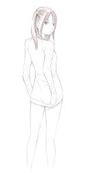 Rule 34 | 1girl, bottomless, looking at viewer, looking back, monochrome, original, sketch, solo, sweater, traditional media, yoshitomi akihito