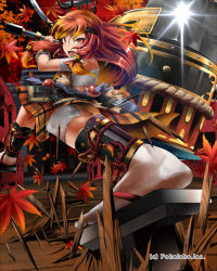 Rule 34 | 1girl, brown eyes, brown hair, long hair, original, solo, unmei no clan battle, weapon, yana (nekoarashi)