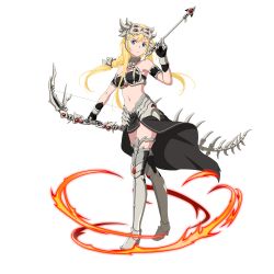 Rule 34 | 1girl, alice zuberg, armored boots, arrow (projectile), black bra, black gloves, black skirt, black thighhighs, blonde hair, blue eyes, boots, bow, bow (weapon), bra, breasts, cleavage, closed mouth, cosplay, fingerless gloves, fire, floating hair, full body, gloves, grey bow, grey footwear, hair between eyes, hair bow, headpiece, highres, holding, holding arrow, holding bow (weapon), holding weapon, long hair, looking at viewer, medium breasts, midriff, miniskirt, navel, official art, skirt, solo, standing, stomach, sword art online, the skull reaper, the skull reaper (cosplay), thigh boots, thighhighs, transparent background, underwear, very long hair, weapon, zettai ryouiki