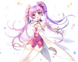 Rule 34 | 1girl, :o, aisha landar, bad id, bad pixiv id, breasts, dimension witch (elsword), dress, earrings, elsword, gloves, heart, heart earrings, highres, jewelry, long hair, looking at viewer, medium breasts, miniskirt, pink dress, purple eyes, purple hair, simple background, skirt, solo, thighhighs, twintails, white background, white gloves, white thighhighs, xes (xes 5377)