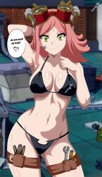 Rule 34 | 1girl, boku no hero academia, breasts, goggles, hatsume mei, indexryo, large breasts, pink hair, short hair, swimsuit, tools