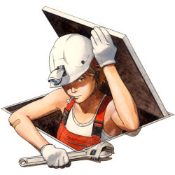 Rule 34 | 1boy, bandaid, bandaid on arm, bolt, gloves, hard hat, helmet, looking at viewer, male focus, mouth hold, nakada daisuke, original, overalls, shirt, solo, t-shirt, trap door, wrench