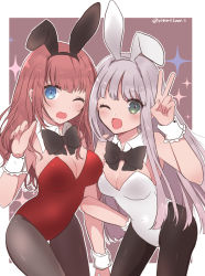 Rule 34 | 2girls, absurdres, animal ears, atelier (series), atelier rorona, atelier totori, breasts, cleavage, detached collar, fake animal ears, haruna (citrus love i), highres, leotard, long hair, looking at viewer, mother and daughter, multiple girls, open mouth, pantyhose, playboy bunny, rabbit ears, rororina fryxell, smile, strapless, strapless leotard, totooria helmold, wrist cuffs