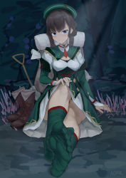 Rule 34 | 1girl, absurdres, aomoro, backpack, bag, blue eyes, blush, boots, unworn boots, feet, foreshortening, genshin impact, green socks, hat, highres, long hair, looking at viewer, parted lips, shoes, unworn shoes, shovel, socks, soles, thighs, toes, zhiqiong (genshin impact)