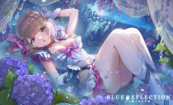 Rule 34 | 1girl, absurdres, apple caramel, blue eyes, blue reflection (series), blue reflection maboroshi ni mau shoujo no ken, breasts, brown eyes, brown hair, cleavage, commission, frills, gloves, heterochromia, highres, looking at viewer, magical girl, medium breasts, pixiv commission, shirai hinako, short hair, skirt, solo