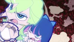 Rule 34 | 2010, animated, anime screenshot, audible speech, blonde hair, blue eyes, commentary, cum, cum explosion, english audio, english commentary, ghost, highres, panty &amp; stocking with garterbelt, panty (psg), purple hair, sexually suggestive, sound, stocking (psg), tagme, video