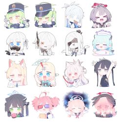 &gt;_&lt; 3d_glasses 6+girls absurdres aimpoleume akira_(blue_archive) apron arms_up aura black_blindfold black_dress black_gloves black_hair black_shirt black_wings blindfold blonde_hair blue_apron blue_archive blue_bow blue_bowtie blue_eyes blue_hair blue_haori blue_hat blue_necktie blue_shirt bound bound_wrists bow bowtie closed_eyes crying dark_aura dragon_print dress eating ein_(blue_archive) fangs feathered_wings finger_in_own_mouth forehead gloves green_eyes green_hair grey_eyes grey_hair grey_kimono hair_between_eyes hair_bun hair_over_one_eye haori hat highres hikari_(blue_archive) japanese_clothes kimono kisaki_(blue_archive) koharu_(blue_archive) long_hair mask momoka_(blue_archive) multiple_girls nagusa_(blue_archive) naked_towel natsu_(blue_archive) necktie nozomi_(blue_archive) ohr_(blue_archive) open_mouth pink_eyes pink_hair pink_necktie pointing sailor_collar seia_(blue_archive) shigure_(blue_archive) shirt short_hair short_sleeves short_twintails shun_(blue_archive) shun_(small)_(blue_archive) shuro_(blue_archive) sidelocks sof_(blue_archive) sora_(blue_archive) tic-tac-toe towel twintails white_eyes white_gloves white_hair white_kimono white_sailor_collar white_shirt wings yellow_eyes