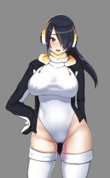Rule 34 | 10s, 1girl, :d, bad id, bad pixiv id, black hair, blush, breasts, brown eyes, cameltoe, covered erect nipples, covered navel, cowboy shot, discreet vibrator, emperor penguin (kemono friends), hair over one eye, hand on own hip, hayabusa, headphones, heart, heart-shaped pupils, hood, hoodie, kemono friends, large breasts, leotard, long hair, looking at viewer, multicolored hair, open clothes, open hoodie, open mouth, orange hair, pussy juice, pussy juice drip, pussy juice trail, sex toy, smile, solo, streaked hair, symbol-shaped pupils, thighhighs, vibrator, vibrator in thighhighs, vibrator under clothes, white leotard, white thighhighs