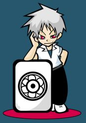 Rule 34 | 1boy, akagi, akagi: yami ni oritatta tensai, akagi shigeru, board game, fukumoto mahjong, mahjong, male focus, red eyes, silver hair, solo