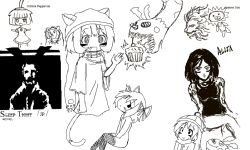 Rule 34 | 10s, 1990s (style), 4girls, @ @, alita, animal ears, animal hat, battle angel alita, bow, cat ears, charlotte (madoka magica), drawfag, face, fang, food, greyscale, hair bow, hat, jolokia, kaname madoka, lion, mahou shoujo madoka magica, mahou shoujo madoka magica (anime), monochrome, muffin, multiple girls, non-web source, nude, oekaki, retro artstyle, sketch, thighhighs