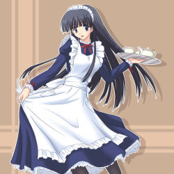 Rule 34 | 00s, 1girl, alternate costume, blunt bangs, enmaided, female focus, kusakabe yuuki (to heart 2), long hair, long sleeves, maid, maid headdress, pantyhose, solo, to heart (series), to heart 2
