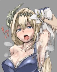 Rule 34 | 10s, 1girl, armpit hair, armpits, blonde hair, blue eyes, breasts, cleavage, granblue fantasy, jeanne d&#039;arc (granblue fantasy), open mouth, p (tidoriashi), smell, sweat, tagme