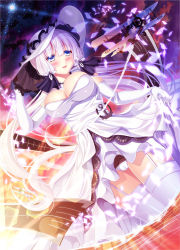 Rule 34 | 1girl, ahoge, aircraft, airplane, anchor symbol, azur lane, biplane, blue eyes, blush, breasts, cleavage, clothes lift, cloud, commentary request, cowboy shot, crotch seam, dress, dress lift, elbow gloves, eyes visible through hair, floating hair, garter straps, gloves, hair between eyes, hair ornament, hair ribbon, hand on headwear, hat, highres, holding, illustrious (azur lane), large breasts, layered dress, lens flare, light particles, long hair, looking at viewer, mole, mole under eye, moon, outdoors, panties, pantyshot, photoshop (medium), ribbon, sidelocks, sitting, sky, smile, smoke trail, solo, sparkle, standing, star (sky), starry sky, sun hat, thighhighs, tress ribbon, twilight, underwear, wading, water, white dress, white gloves, white hair, white panties, white thighhighs, wind, yuuzuki hijiri
