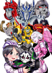 Rule 34 | 1980s (style), 2girls, 6+boys, arcee, atari hitotonari, autobot, beast wars, blue eyes, bumblebee, car, chibi, commentary request, crossover, decepticon, glowing, glowing eyes, happy, hasbro, hitotonari atari, kamizono (spookyhouse), kiss players, lockdown, lockdown (transformers), machine, machinery, maximal, mecha, megatron, motor vehicle, mouse (animal), multiple boys, multiple girls, oldschool, open mouth, optimus prime, personification, q-transformers, rattrap, red eyes, retro artstyle, robot, school uniform, science fiction, size difference, smile, star saber (transformers), starscream, teeth, transformers, transformers: robots in disguise (2015), transformers (live action), transformers animated, transformers armada, transformers kiss player, transformers prime, transformers victory, uniform, vehicle