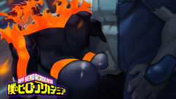 Rule 34 | 2boys, ass, ass focus, ass grab, bara, blue eyes, bodysuit, boku no hero academia, bulge, bulge to ass, covered anus, diving suit, dry humping, endeavor (boku no hero academia), f jun, facial hair, from behind, furry, furry male, furry with non-furry, highres, humping, imminent anal, imminent penetration, interspecies, looking at viewer, looking back, lower body, male focus, manly, multiple boys, muscular, paid reward available, pectorals, selkie (boku no hero academia), skin tight, smile, solo focus, upper body, wetsuit, yaoi