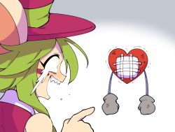 Rule 34 | 1girl, angry, animal ears, bandage over one eye, blush stickers, gloves, green hair, hat, heart (mad rat dead), laughing, mad rat dead, mouse (animal), mouse ears, mouse girl, mouse tail, nippon ichi, rat god, red eyes, tail, top hat, wrist cuffs