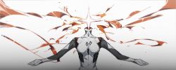 Rule 34 | 1girl, absurdres, ayanami rei, blurry, breasts, covered navel, cuicuijiao, diffraction spikes, disembodied head, gradient background, grey background, highres, neon genesis evangelion, open arms, plugsuit, solo, translation request