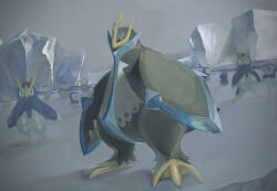 Rule 34 | absurdres, bird, blue eyes, closed eyes, closed mouth, commentary request, creatures (company), empoleon, evolutionary line, frown, game freak, gen 4 pokemon, highres, ice, iceberg, nintendo, no humans, open mouth, outdoors, penguin, piplup, pokemon, pokemon (creature), prinplup, sitting, standing, water, yj0i0