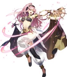 Rule 34 | 1girl, armpits, bare shoulders, black legwear, braid, breasts, bridal gauntlets, female focus, fire emblem, fire emblem awakening, fire emblem heroes, front braid, full body, hairband, hand fan, highres, leg up, looking away, matching hair/eyes, medium breasts, navel, nintendo, official art, olivia (fire emblem), open mouth, pink eyes, pink hair, sandals, see-through, side braid, smile, solo, swept bangs, transparent background, twin braids, underboob