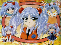 Rule 34 | 1990s (style), 1girl, blue hair, chibi, gotou keiji, hoshino ruri, kidou senkan nadesico, retro artstyle, twintails